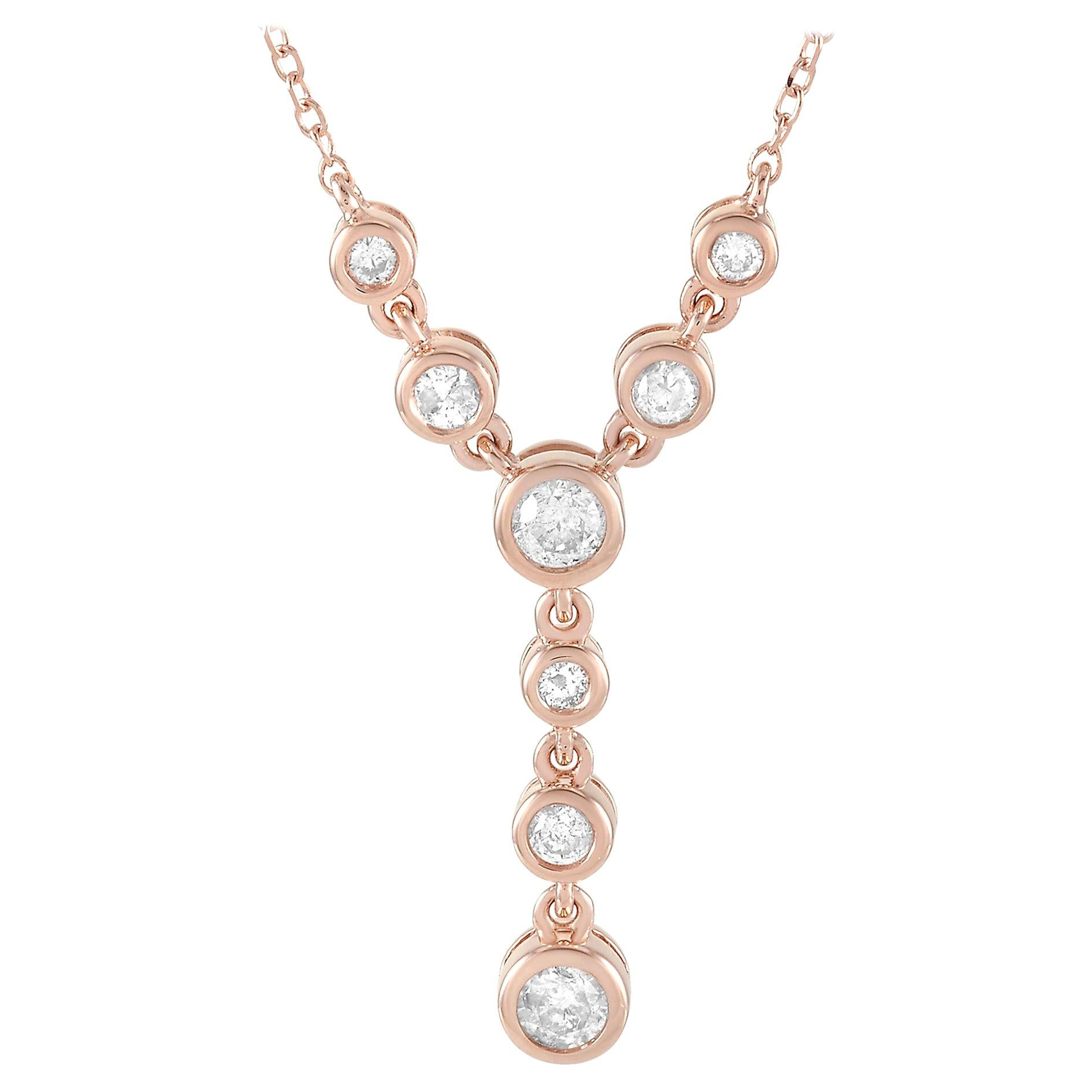 LB Exclusive 14 Karat Rose Gold 0.25 Carat Diamond Pendant Necklace For Sale