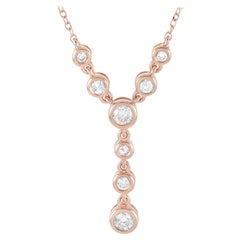 LB Exclusive Collier pendentif en or rose 14 carats avec diamants de 0,25 carat