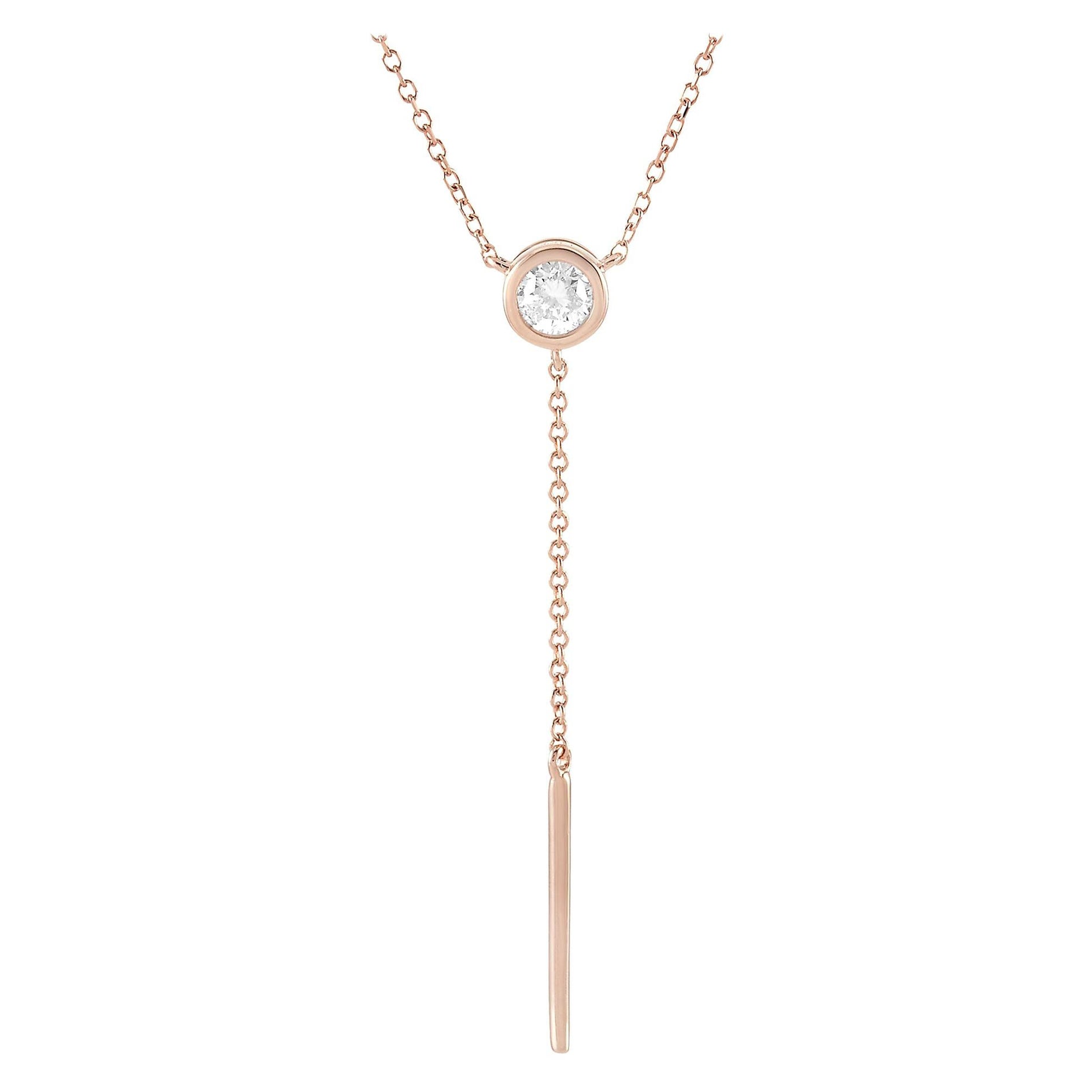 Collier pendentif en or rose 14 carats et diamants de 0,25 carat, LB Exclusive