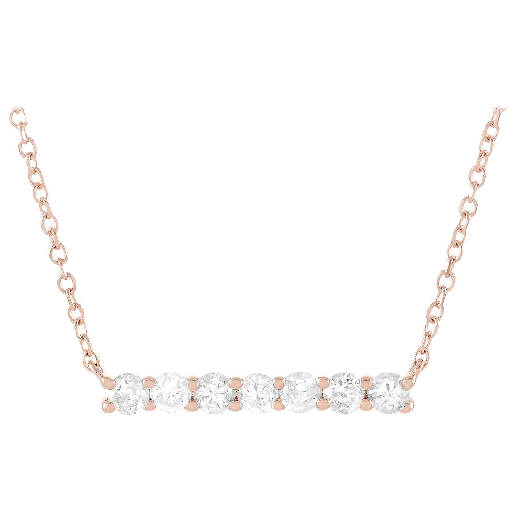 LB Exclusive 14 Karat Rose Gold 0.25 Carat Diamond Pendant Necklace