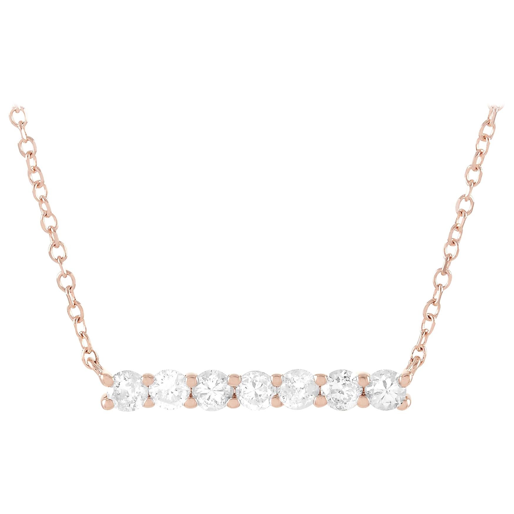 LB Exclusive 14 Karat Rose Gold 0.25 Carat Diamond Pendant Necklace