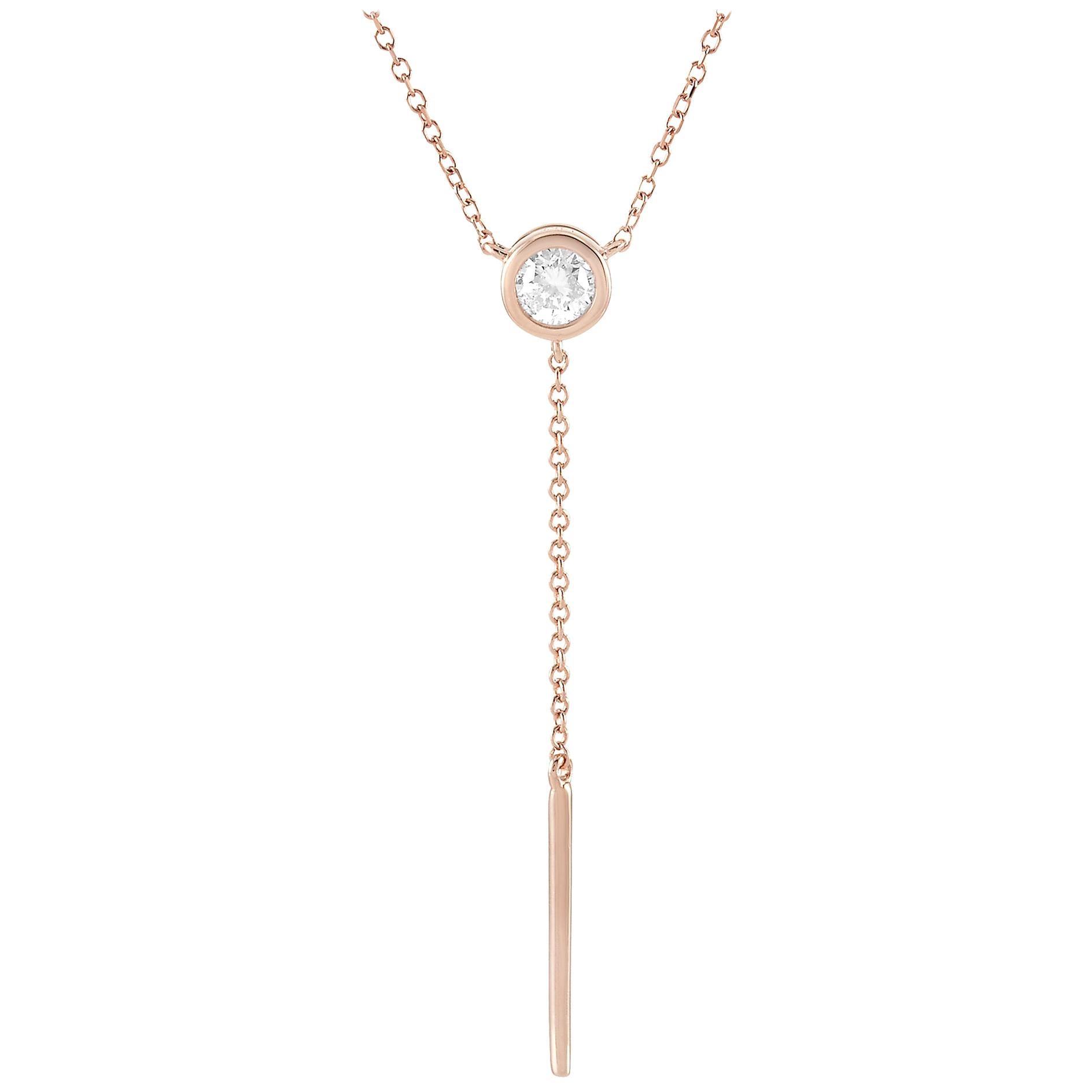 LB Exclusive 14 Karat Rose Gold 0.25 Carat Diamond Pendant Necklace For Sale