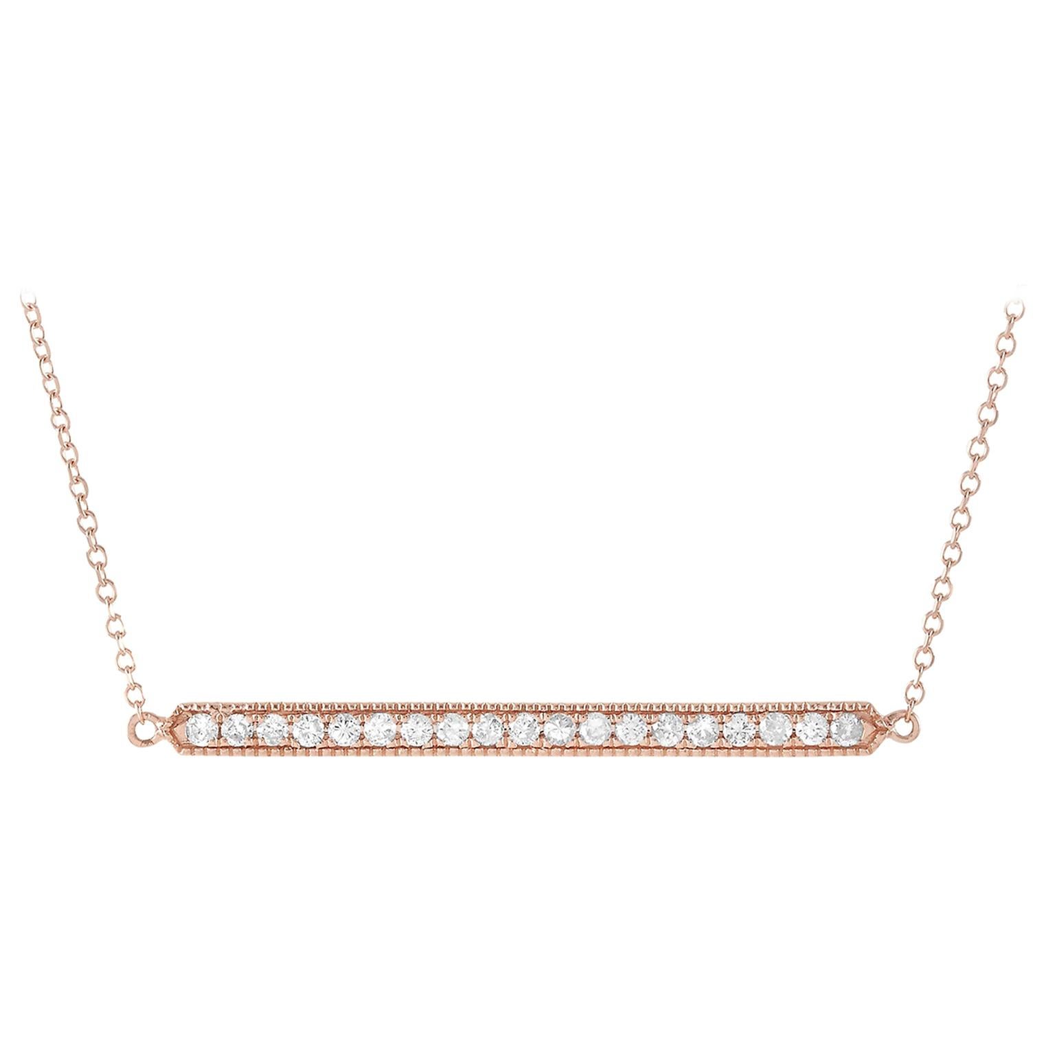 LB Exclusive 14 Karat Rose Gold 0.25 Carat Diamond Pendant Necklace For Sale