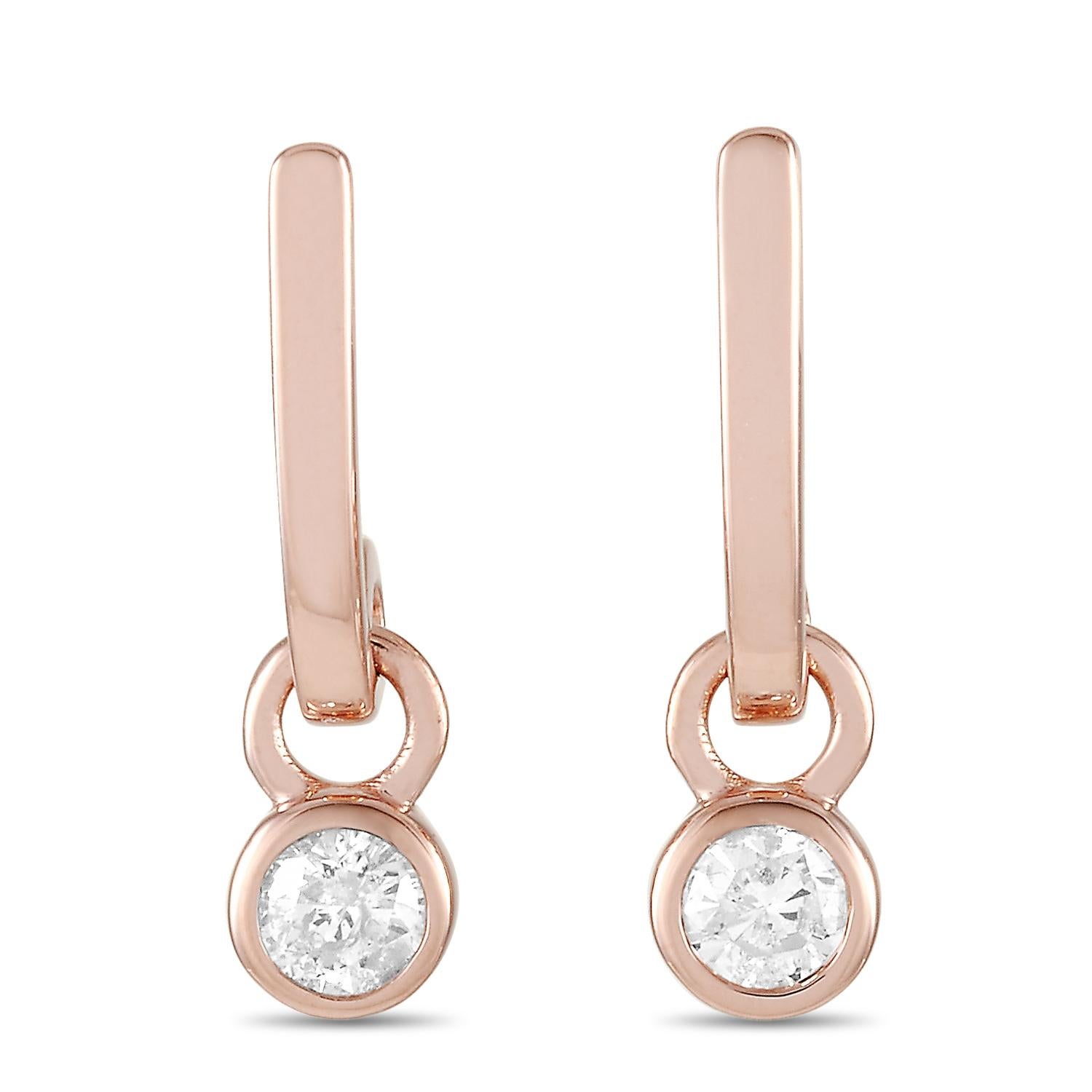 LB Exclusive 14 Karat Rose Gold 0.29 Carat Diamond Earrings In New Condition For Sale In Southampton, PA