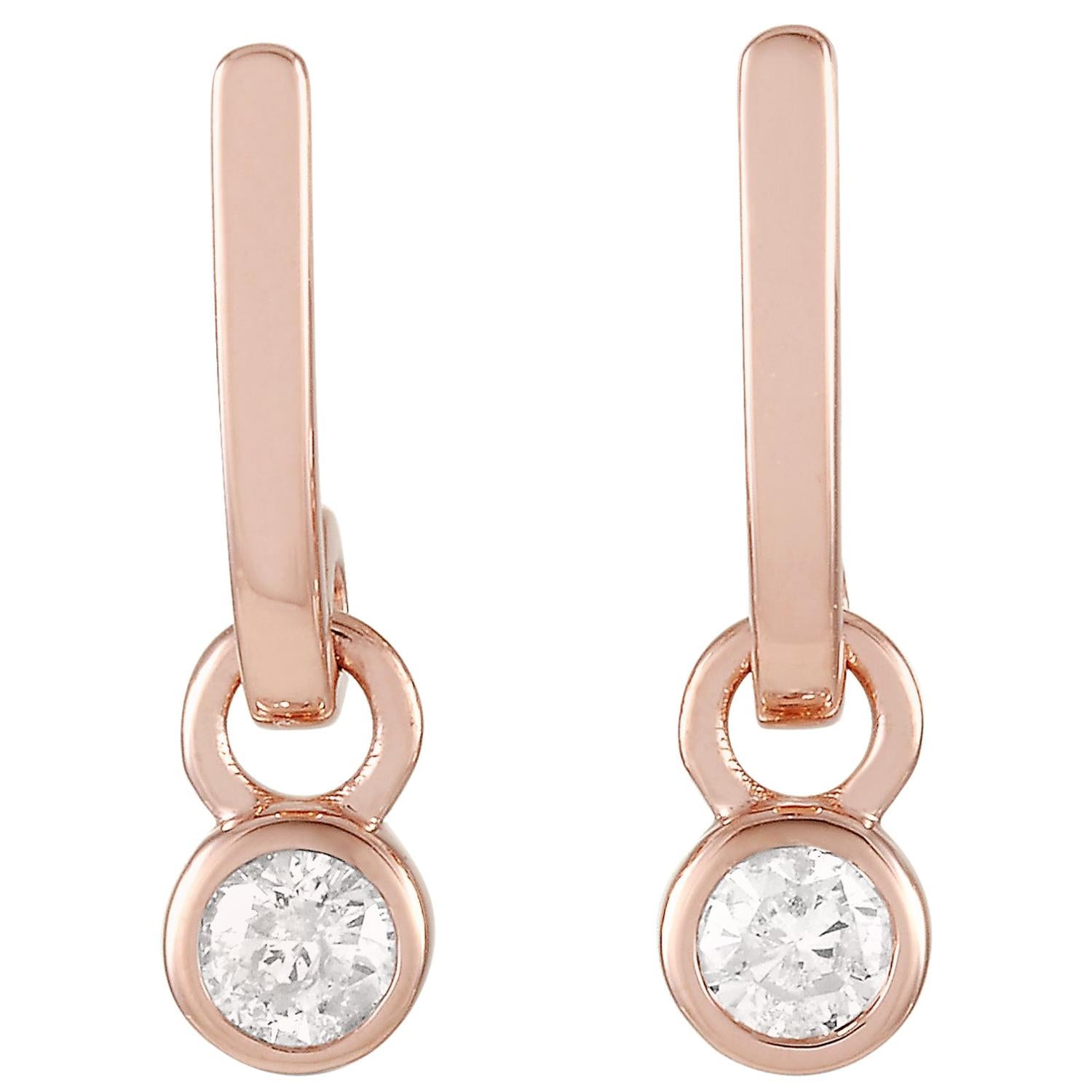 LB Exclusive Boucles d'oreilles en or rose 14 carats avec diamants de 0,29 carat
