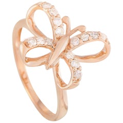 LB Exclusive 14 Karat Rose Gold 0.30 Carat Diamond Butterfly Ring