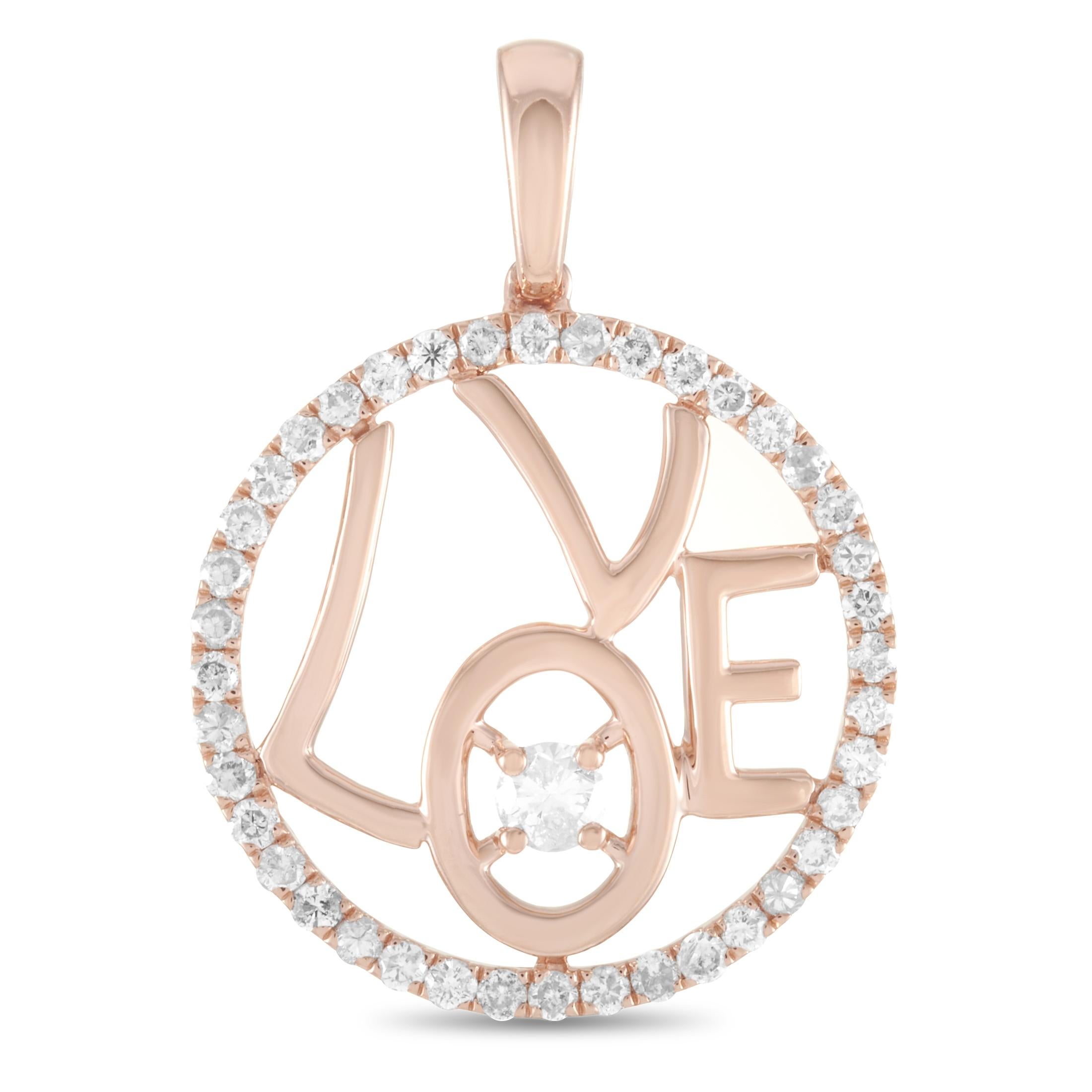 LB Exclusive 14 Karat Rose Gold 0.30 Carat Diamond Pendant In New Condition For Sale In Southampton, PA