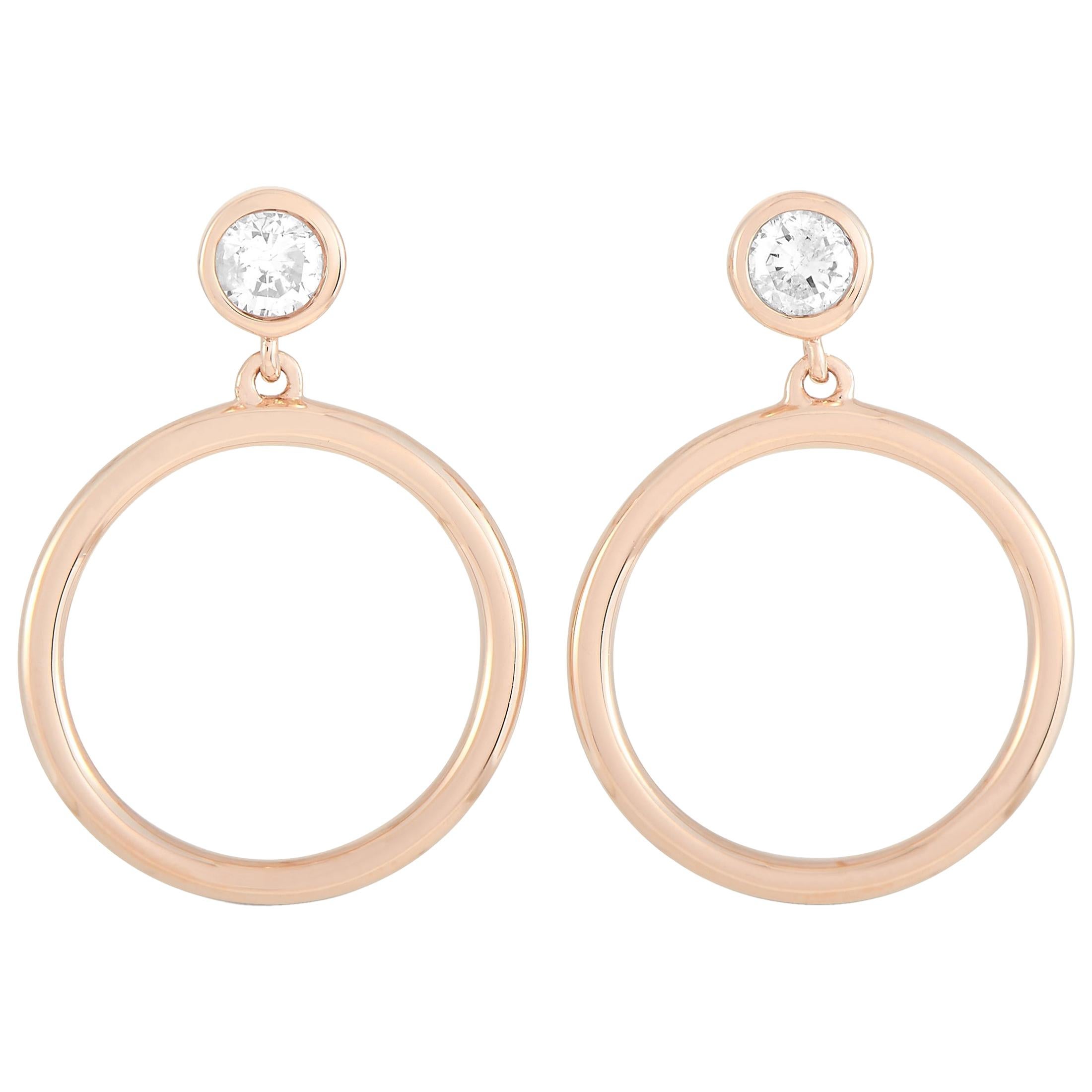 LB Exclusive 14 Karat Rose Gold 0.31 Carat Diamond Earrings For Sale