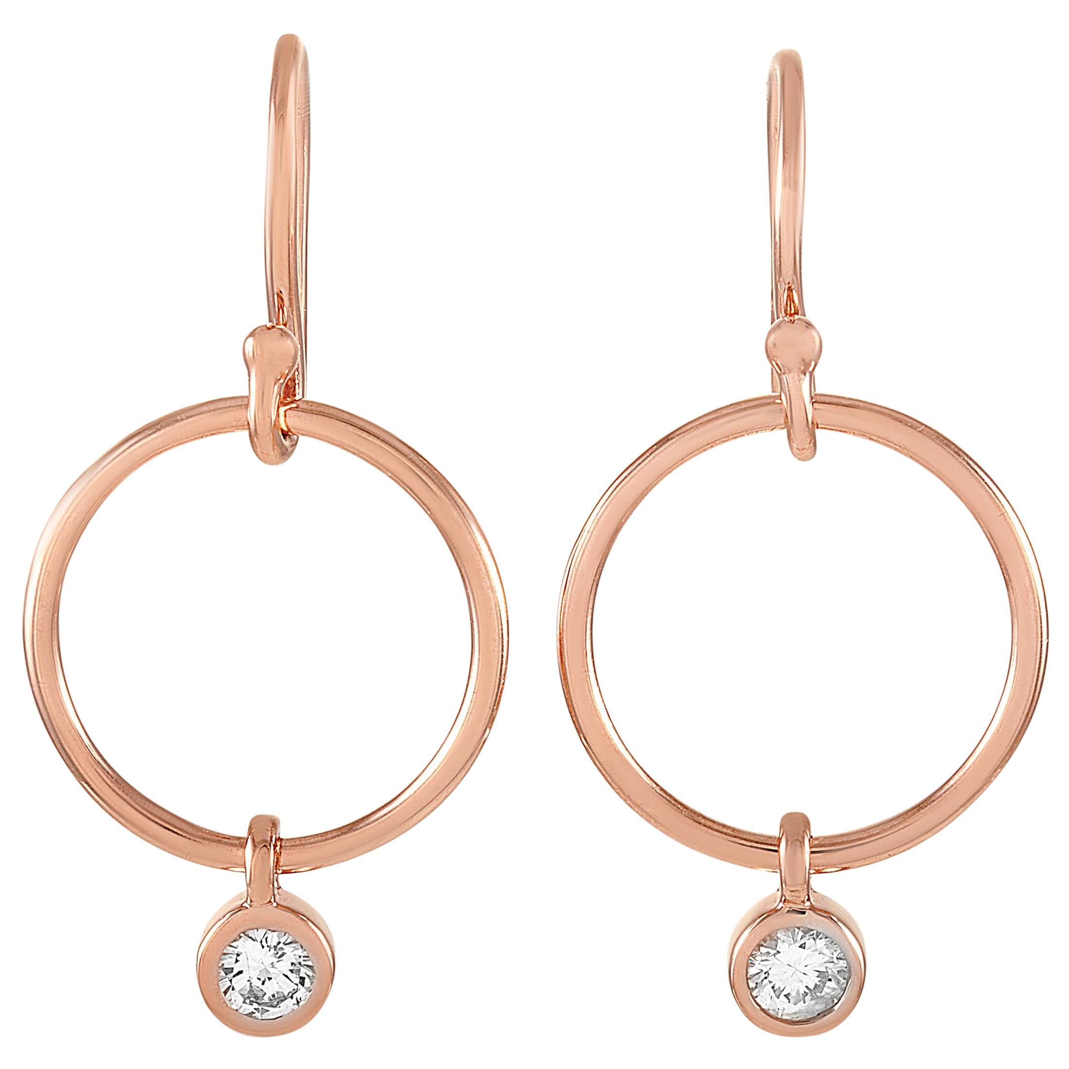 LB Exclusive 14 Karat Rose Gold 0.32 Carat Diamond Earrings For Sale