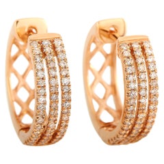 LB Exclusive 14 Karat Rose Gold 0.33 Carat Diamond Hoop Earrings