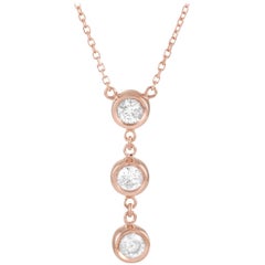 Collana con ciondolo di diamanti da 0,35 carati in oro rosa 14 carati di LB Exclusive