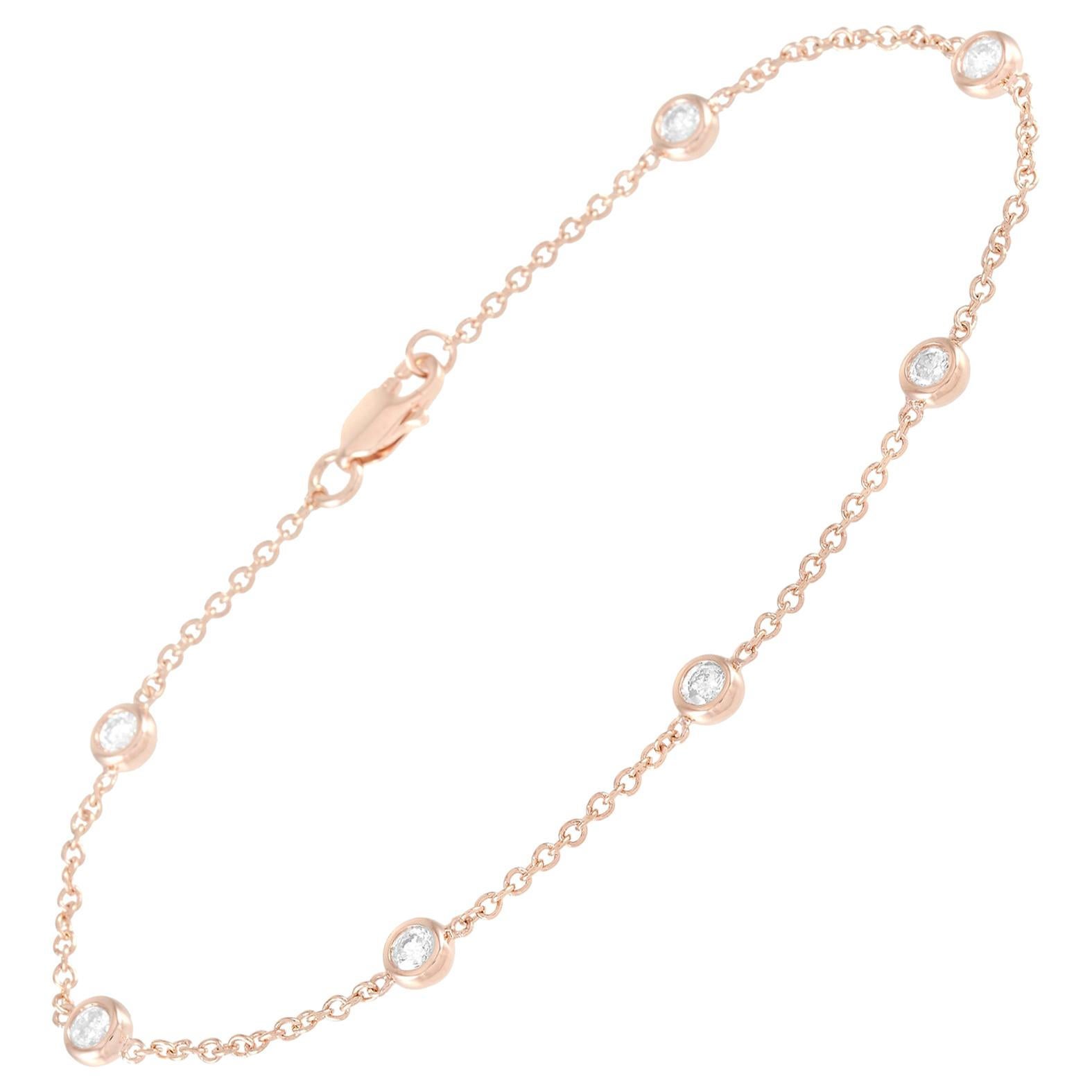 LB Exclusive Pulsera de diamantes de 0,50 quilates en oro rosa de 14 quilates