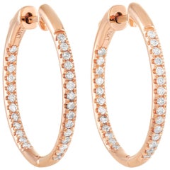 LB Exclusive 14 Karat Rose Gold 0.50 Carat Diamond Hoop Earrings