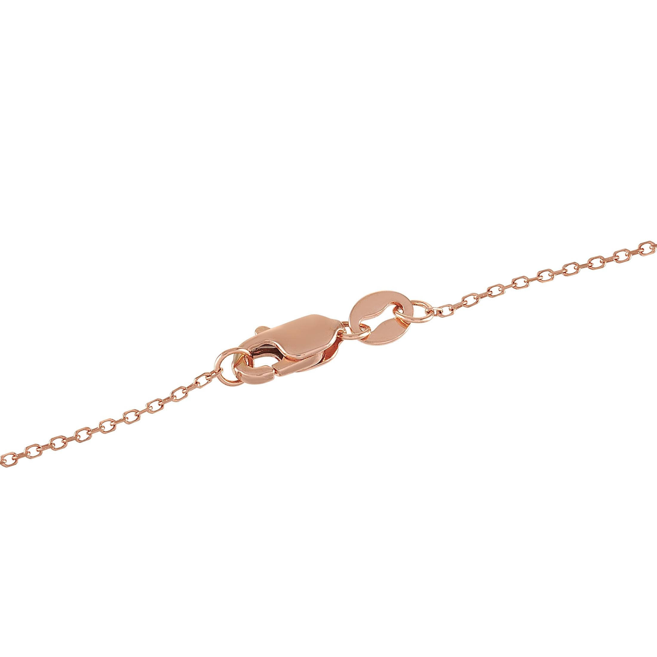 Taille ronde LB Exclusive Collier pendentif en or rose 14 carats avec diamant de 0,50 carat en vente