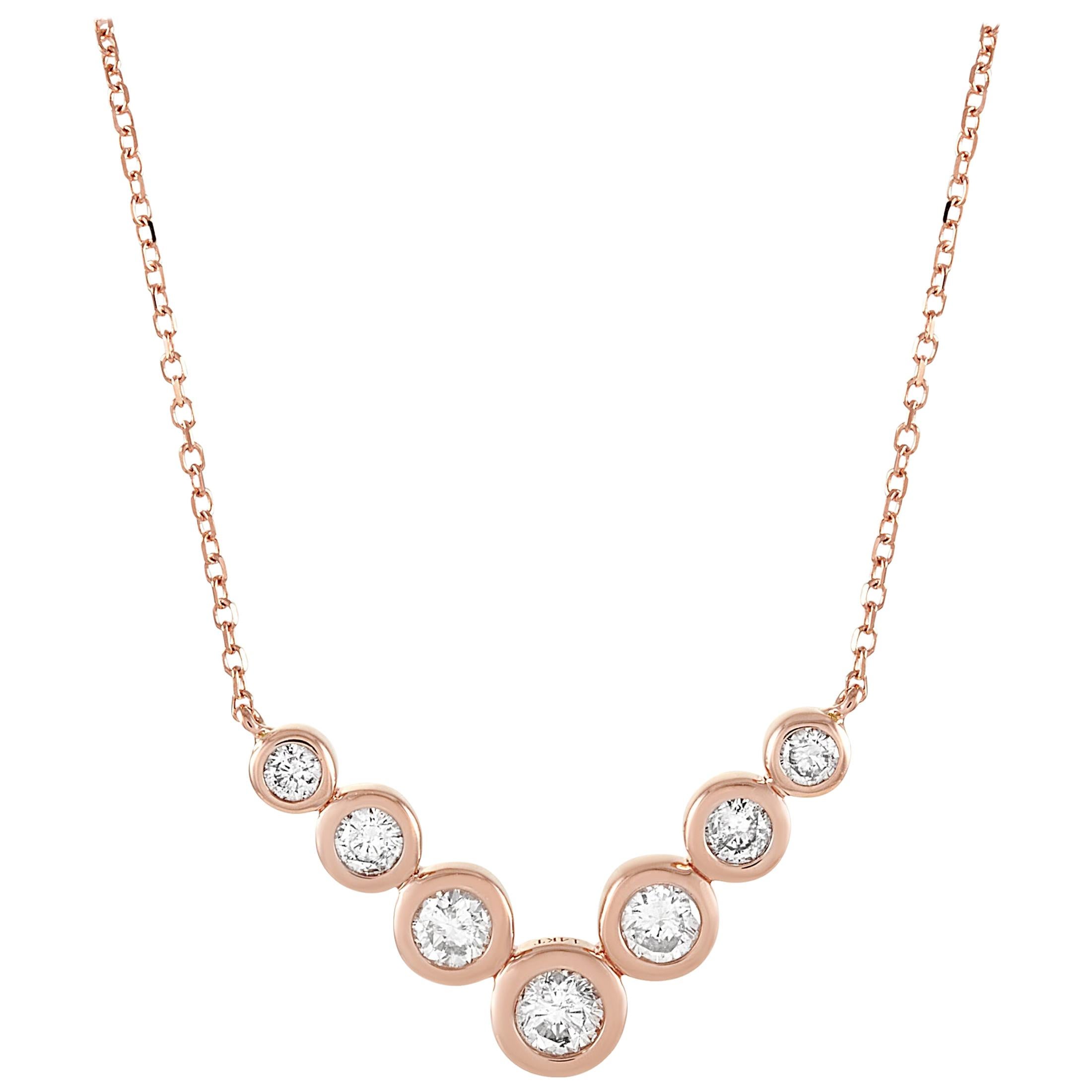 LB Exclusive 14 Karat Rose Gold 0.50 Carat Diamond Pendant Necklace For Sale