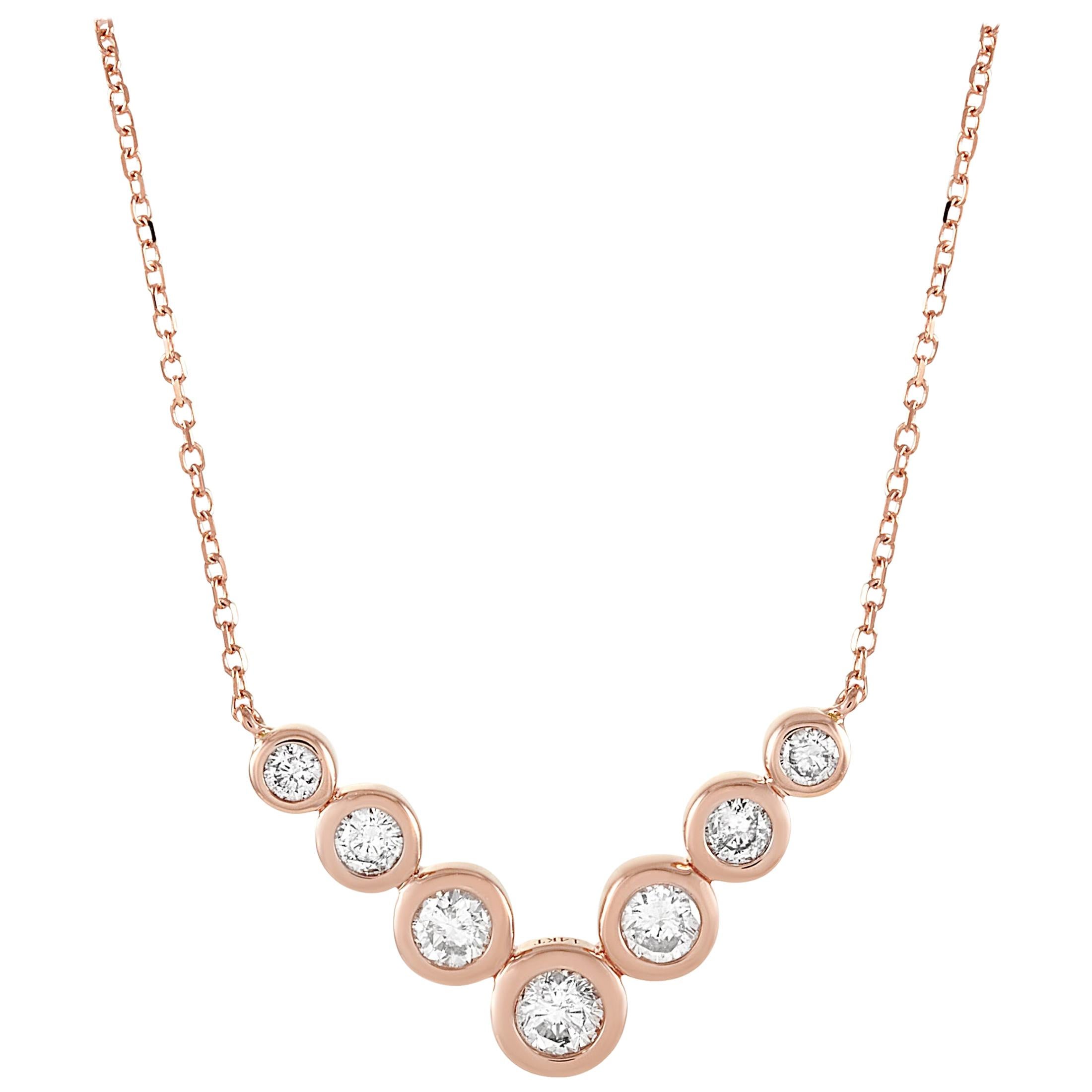 LB Exclusive Collier pendentif en or rose 14 carats avec diamants de 0,50 carat