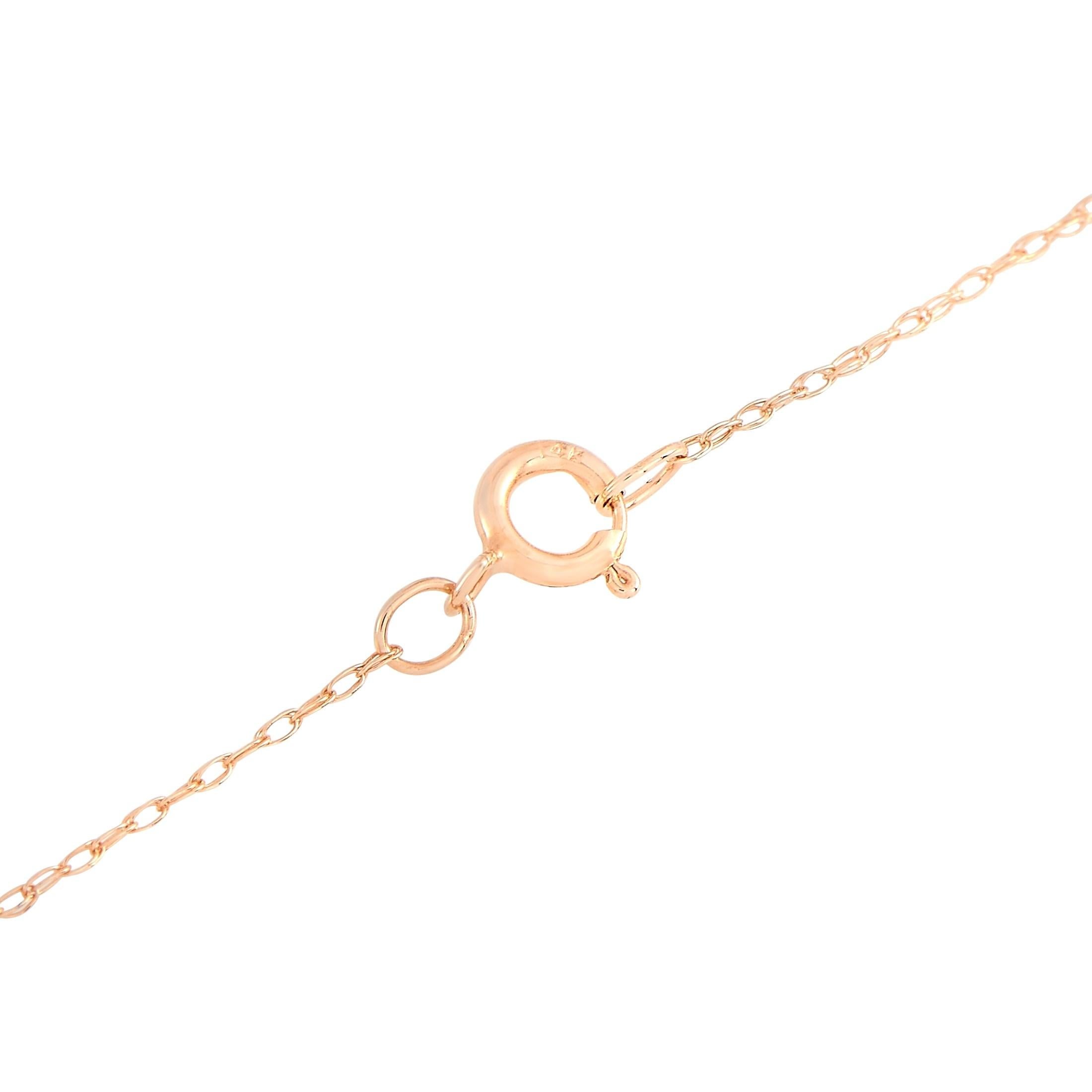 Round Cut LB Exclusive 14 Karat Rose Gold 0.80 Carat Diamond Heart Pendant Necklace