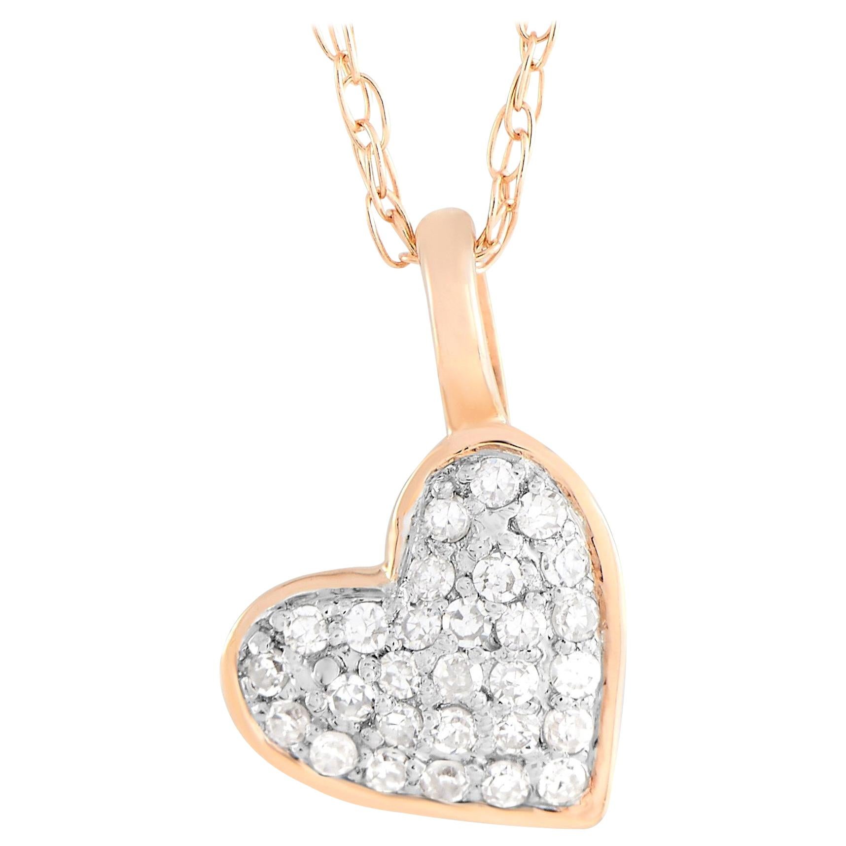 LB Exclusive 14 Karat Rose Gold 0.80 Carat Diamond Heart Pendant Necklace