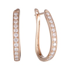 LB Exclusive 14 Karat Rose Gold 1.0 Carat VS1 G Color Diamond Oval Hoop Earrings