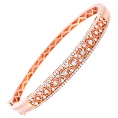 LB Exclusive 14 Karat Rose Gold, 1.25 Carat Diamond Bangle Bracelet