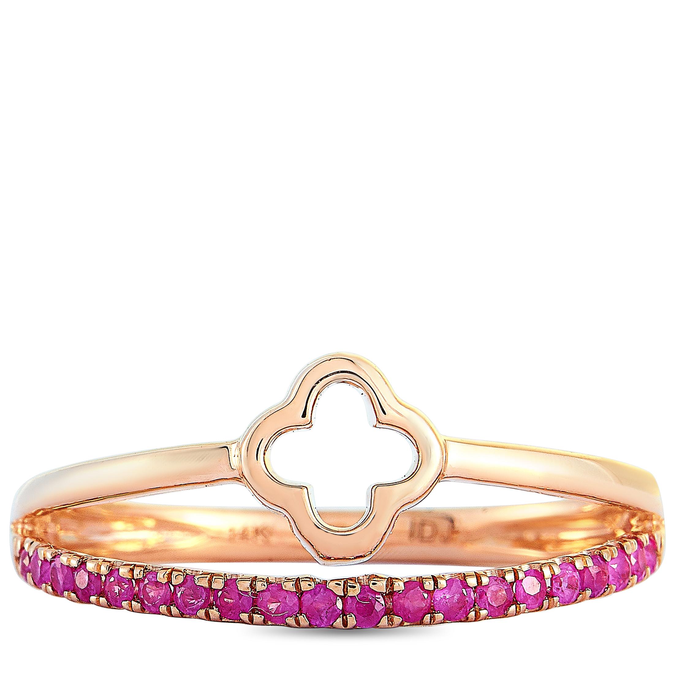 Women's LB Exclusive 14 Karat Rose Gold and Ruby Ring For Sale