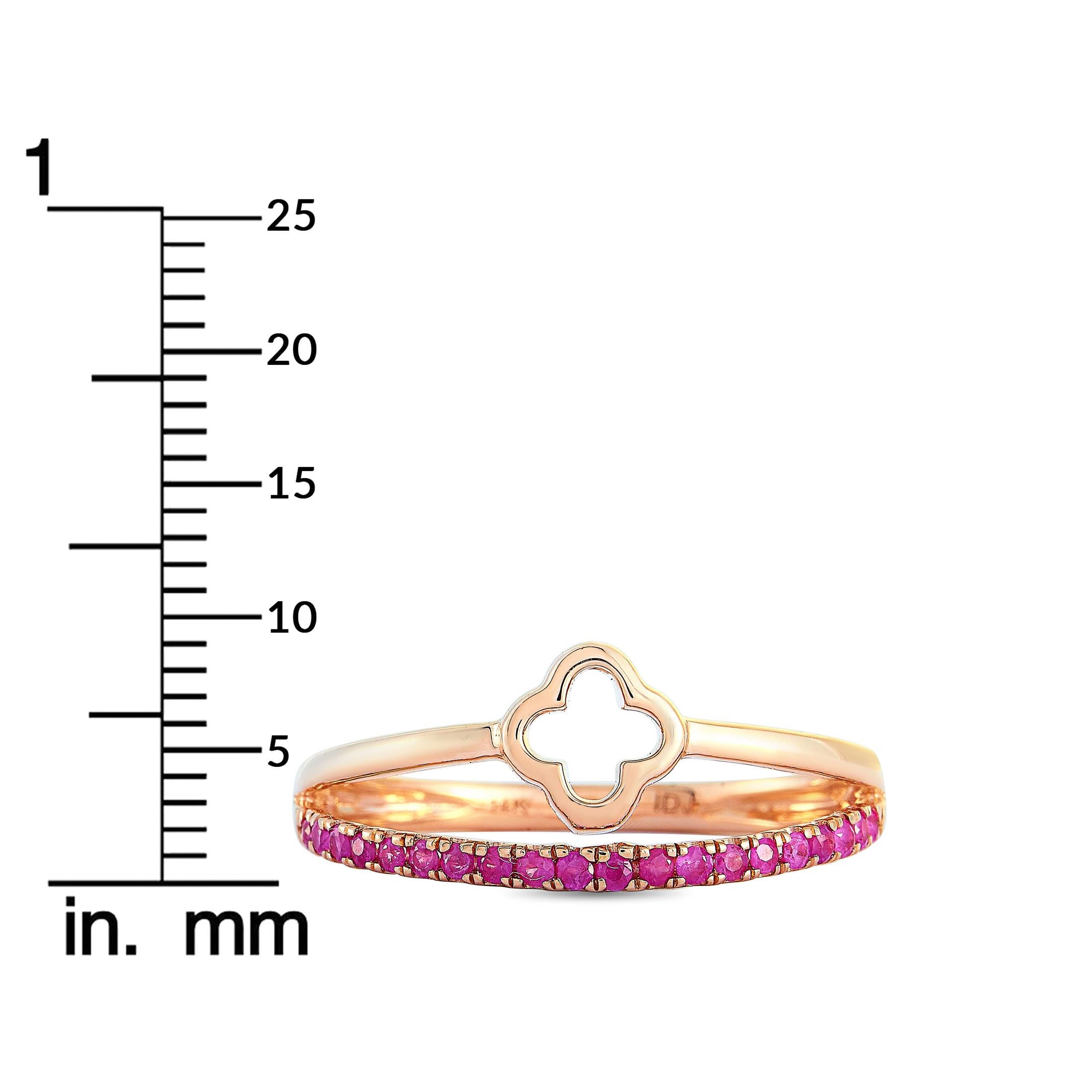 LB Exclusive 14 Karat Rose Gold and Ruby Ring For Sale 1
