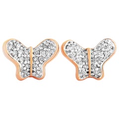 LB Exclusive 14 Karat Rose Gold Diamond Butterfly Earrings