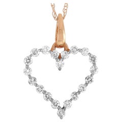 LB Exclusive 14 Karat Rose Gold Diamond Heart Pendant Necklace