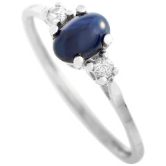 LB Exclusive 14 Karat White Gold 0.09 Carat Diamond and Sapphire Ring