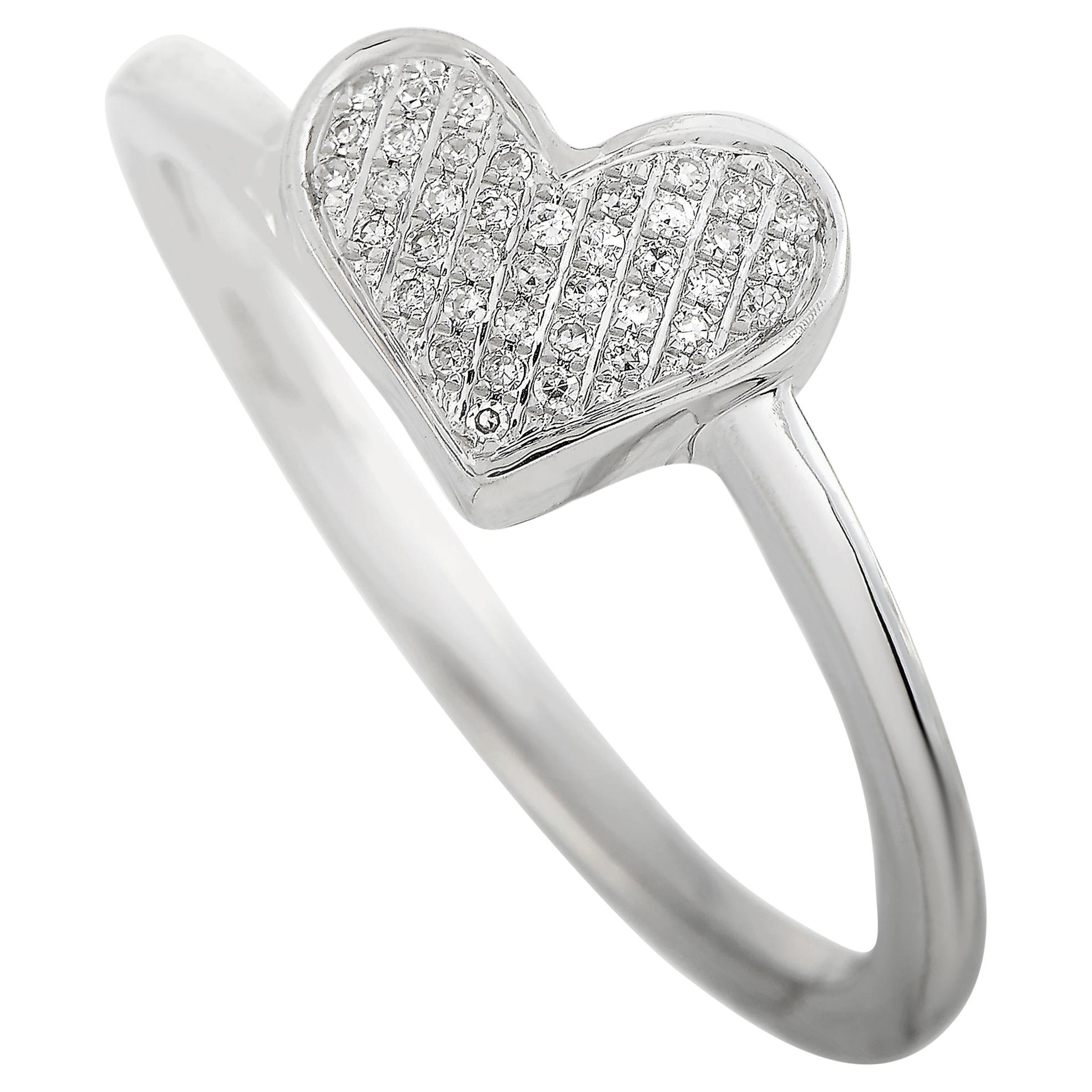 LB Exclusive 14 Karat White Gold 0.09 Carat Diamond Heart Ring