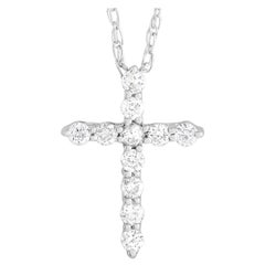 LB Exclusive 14 Karat White Gold 0.10 Carat Diamond Cross Necklace LB Exclusive 14 Karat White Gold 0.10 Carat Diamond Cross Necklace