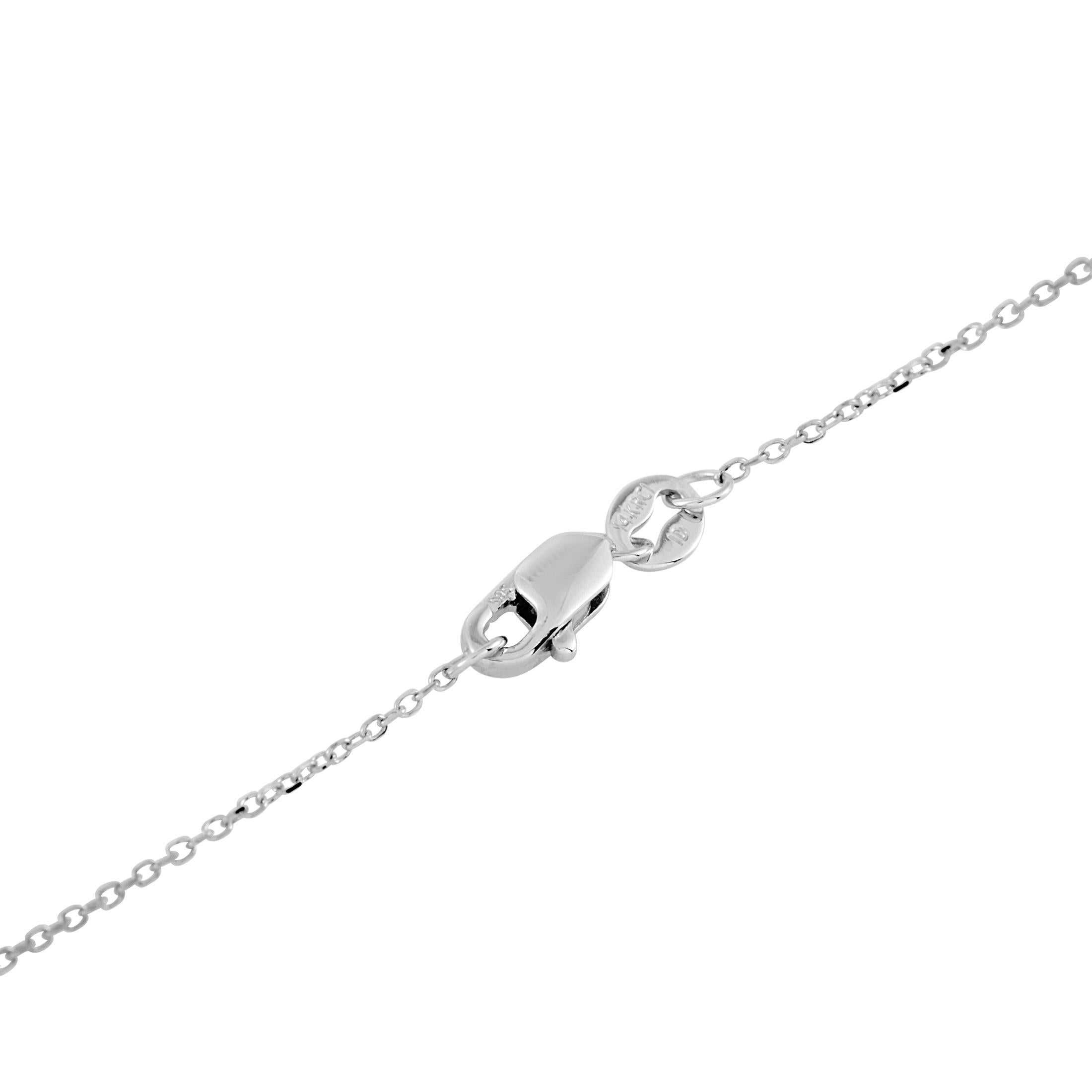 Round Cut LB Exclusive 14 Karat White Gold 0.10 Carat Diamond Pendant Necklace For Sale