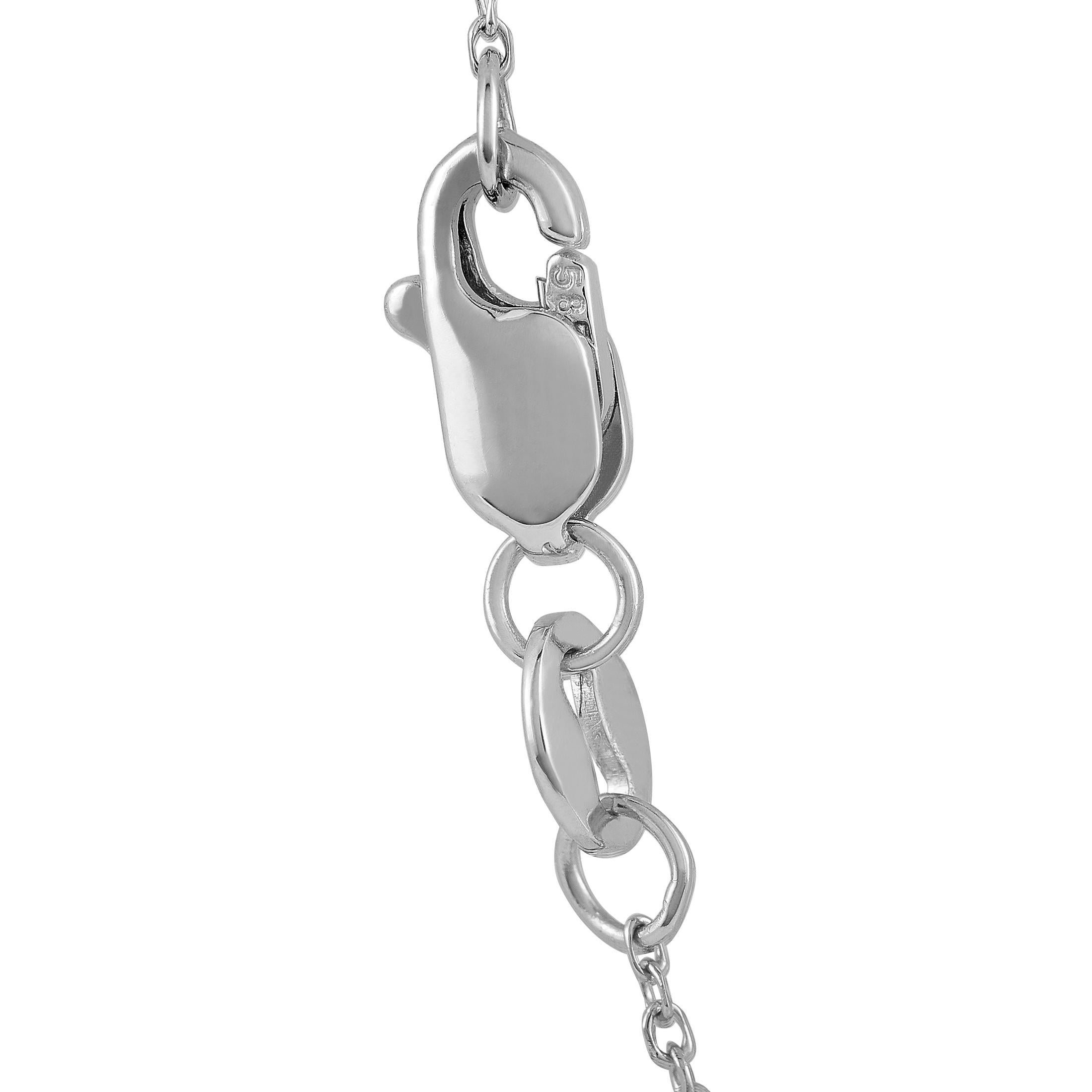 Round Cut LB Exclusive 14 Karat White Gold 0.10 Carat Diamond Pendant Necklace For Sale
