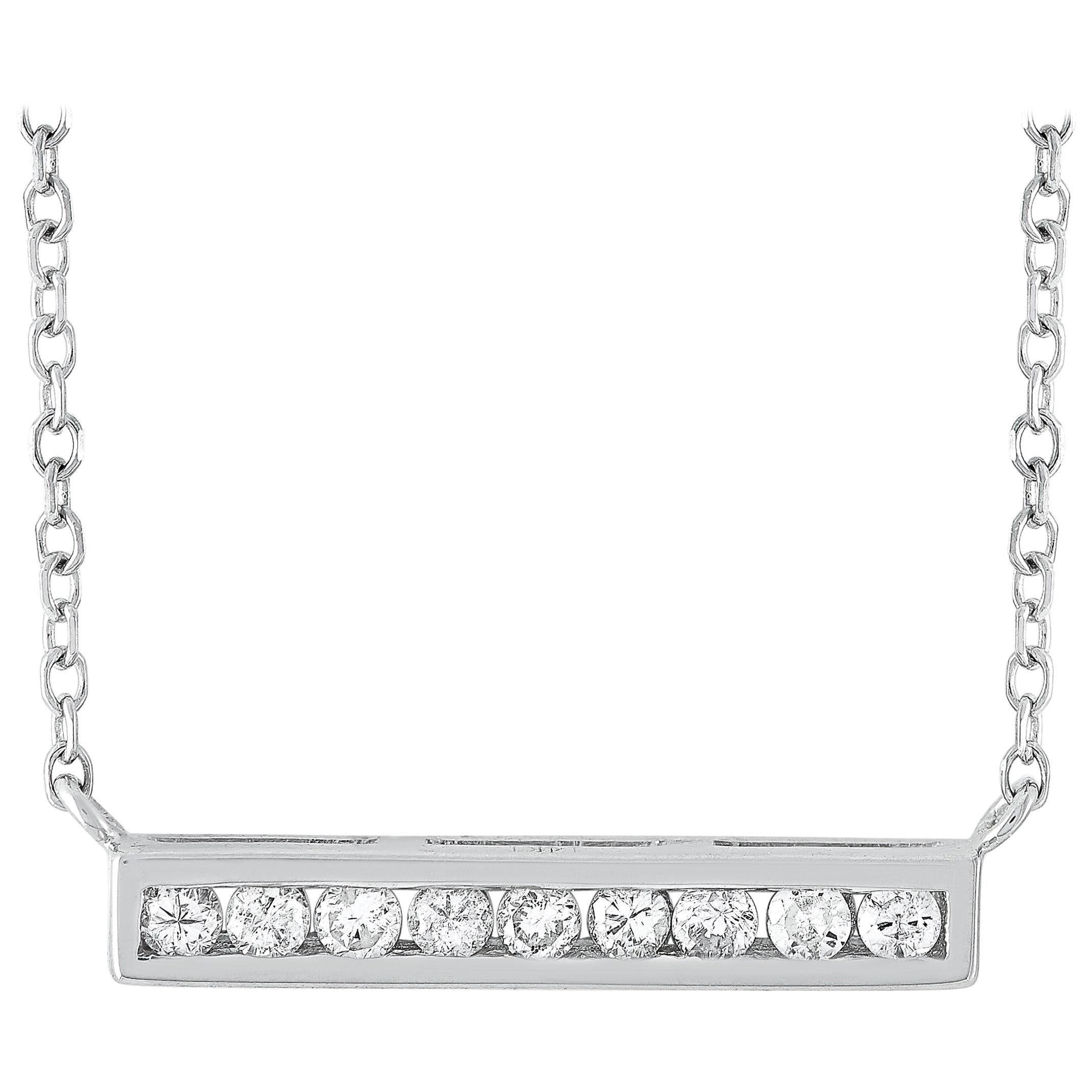 LB Exclusive Collier pendentif en or blanc 14 carats avec diamants de 0,10 carat