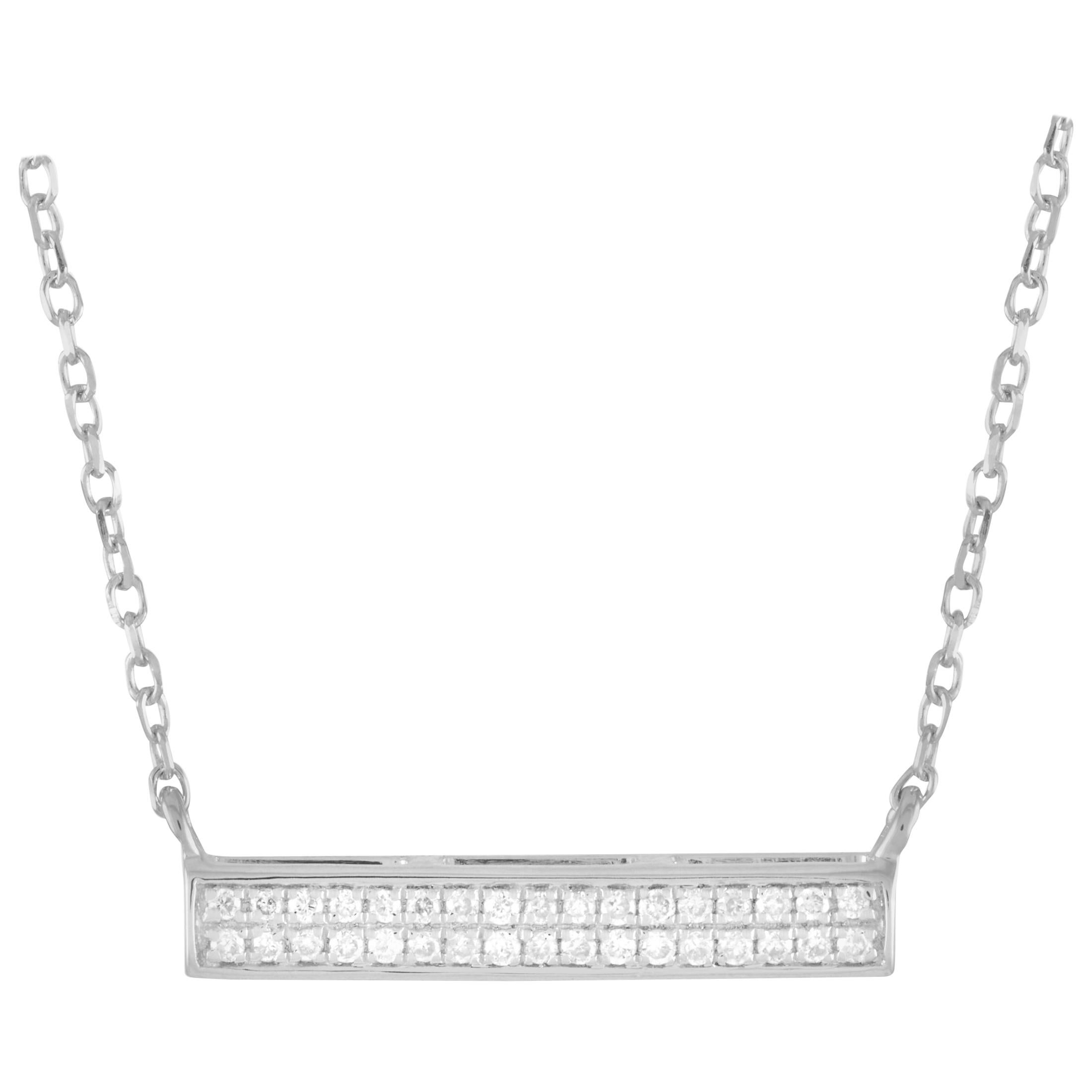 LB Exclusive 14 Karat White Gold 0.10 Carat Diamond Pendant Necklace For Sale