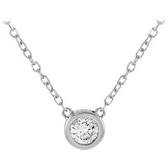 LB Exclusive 14 Karat White Gold 0.10 Carat Diamond Pendant Necklace