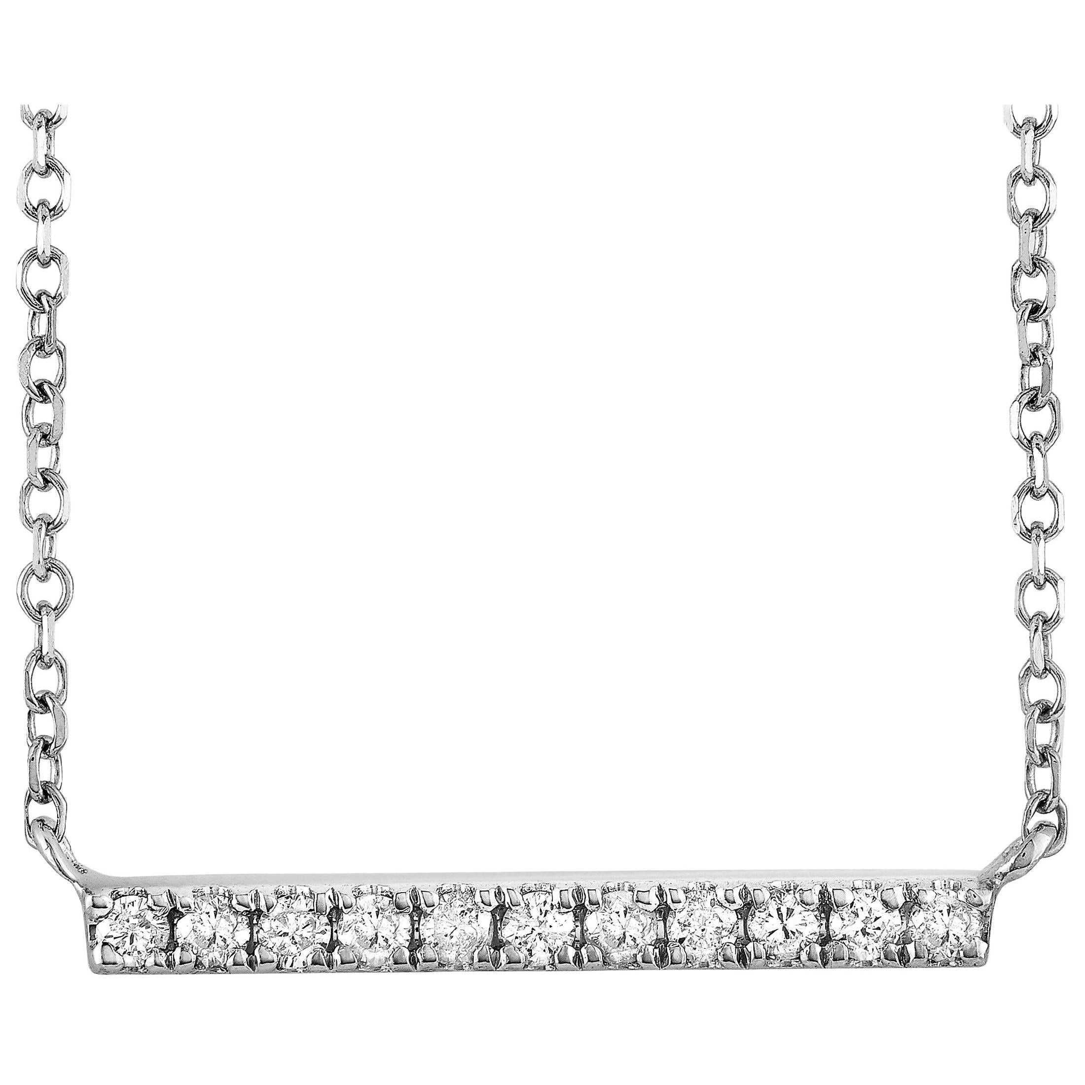 LB Exclusive 14 Karat White Gold 0.10 Carat Diamond Pendant Necklace