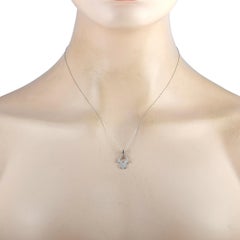 LB Exclusive 14 Karat White Gold 0.11 Carat Diamond Hamsa Pendant Necklace