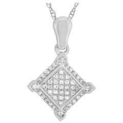 LB Exclusive 14 Karat White Gold 0.11 Carat Diamond Pendant Necklace