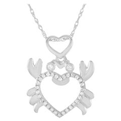 LB Exclusive 14 Karat White Gold 0.12 Carat Diamond Crab Pendant Necklace