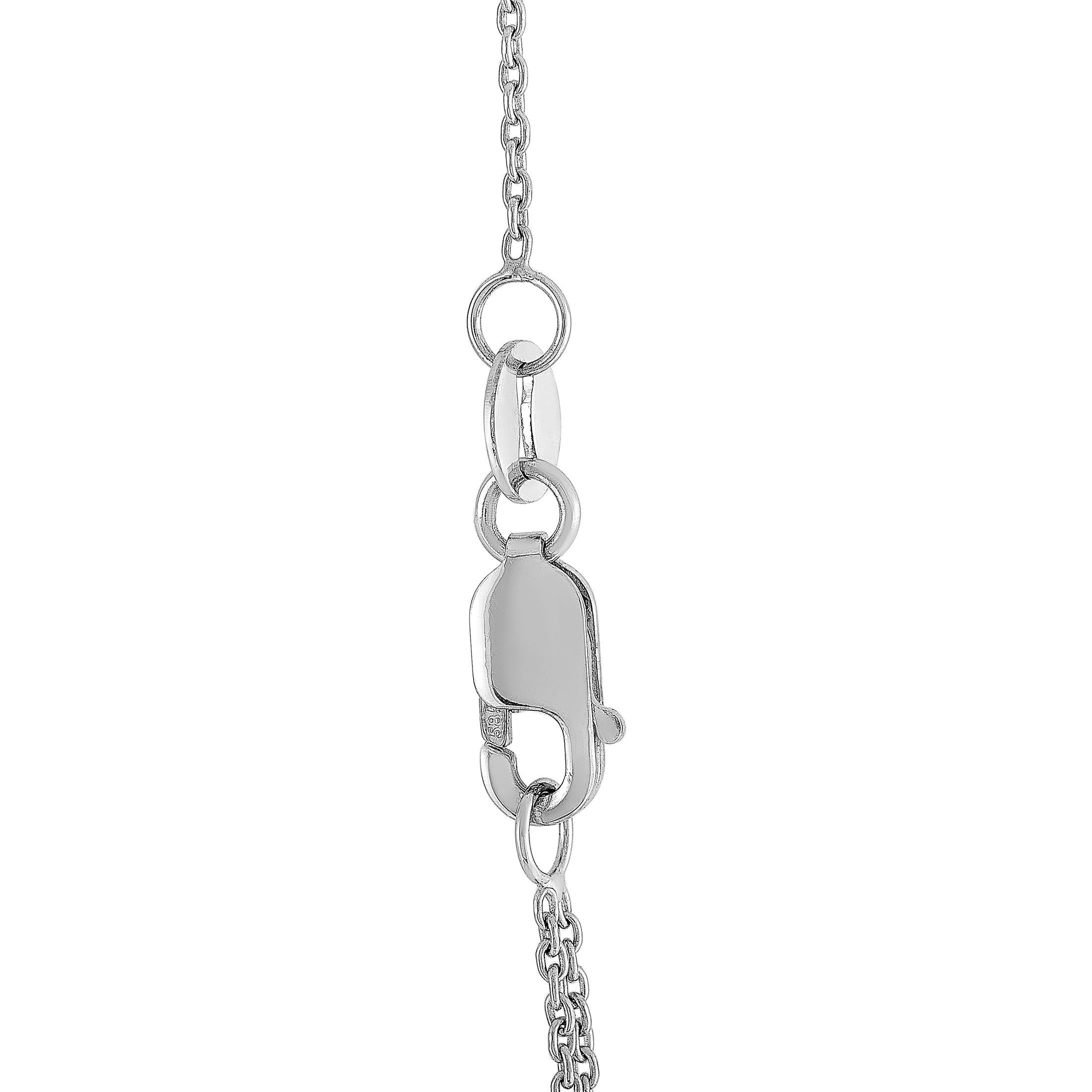 Taglio rotondo LB Exclusive Collana con ciondolo a croce piccola in oro bianco 14 carati da 0,12 carati con diamante in vendita