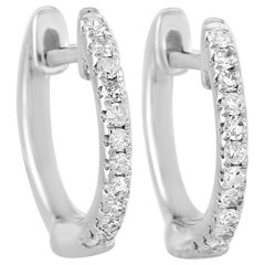 LB Exclusive 14 Karat White Gold 0.14 Carat Diamond Hoop Earrings