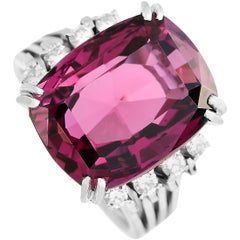 LB Exclusive 14 Karat White Gold 0.15 Carat Diamond and Rhodolite Garnet Ring