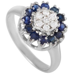LB Exclusive 14 Karat White Gold 0.15 Carat Diamond and Sapphire Ring