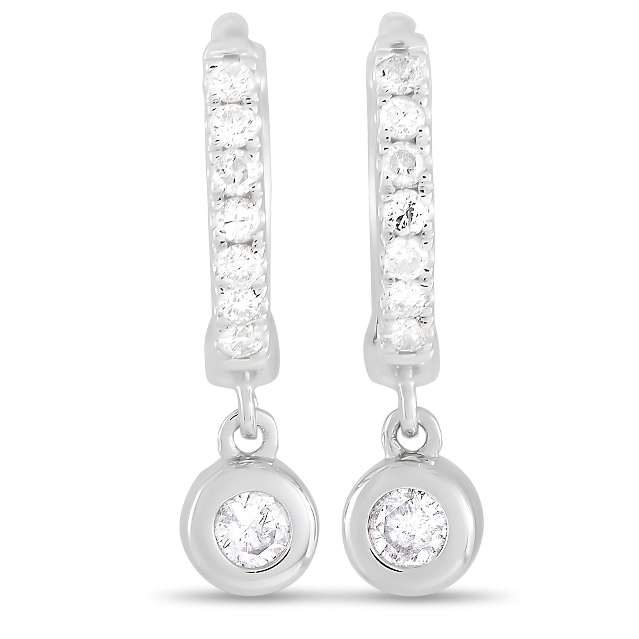 Round Cut LB Exclusive 14 Karat White Gold 0.15 Carat Diamond Earrings