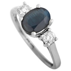 LB Exclusive 14 Karat White Gold 0.20 Carat Diamond and Sapphire Ring