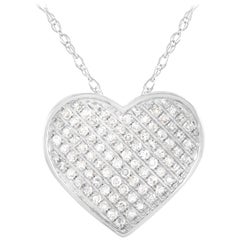LB Exclusive 14 Karat White Gold 0.20 Carat Diamond Heart Necklace LB Exclusive 14 Karat White Gold 0.20 Carat Diamond Heart Necklace