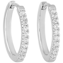 LB Exclusive 14 Karat White Gold 0.20 Carat Diamond Hoop Earrings