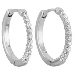 LB Exclusive 14 Karat White Gold 0.20 Carat Diamond Hoop Earrings