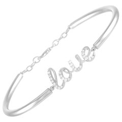 Bracelet d'amour en or blanc 14 carats avec diamant de 0,25 carat, LB Exclusive